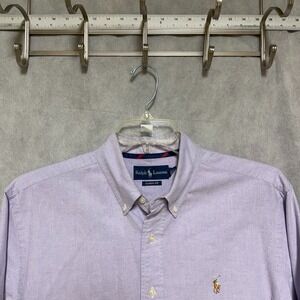 VTG Ralph Lauren Shirt Men L Purple OCBD Oxford Cloth‎ Button Flesh Pony Classic